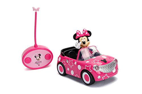 Disney Junior 7.5' Minnie Mouse Roadster RC Remote Control Car Pink 27MHz, Toys for Kids , Pink With Stars and Polka Dots