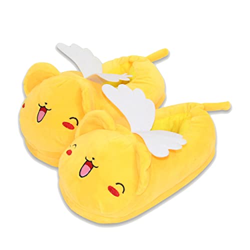 Roffatide Anime Cardcaptor Sakura Fuzzy Slippers Cerberus Kero Chan House Slippers Closed Toe Open Back Foam Slippers with Rubber Sole for Women Man One Size