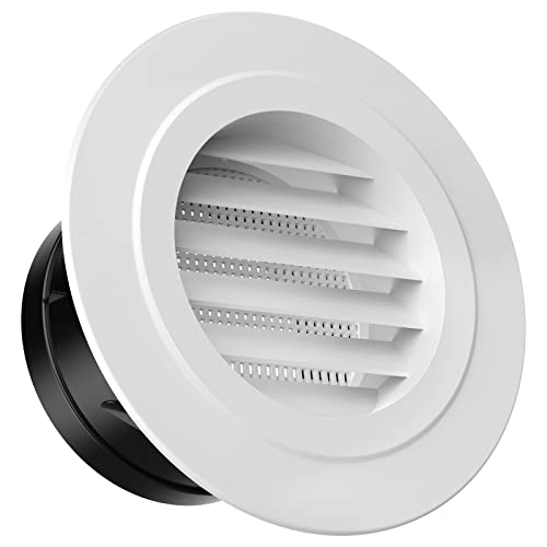 Hon&Guan Soffit Vents 4 Inch, Round Vent Cover Air Vent with Built-in a Fly Screen for Bathroom Exhaust Vent Office Home (ø100mm)