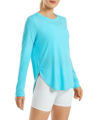 G4Free Women's Long Sleeve Shirts UPF 50+ Sun Protection Athletic T-Shirt for Fishing Running Workout(Lake Blue,M)