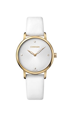 Wenger Women's Classic Swiss-Quartz Watch with Satin Strap, White, 17 (Model: 01.1721.101)