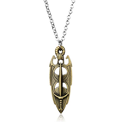MUNANI Personalised Necklace,Personalised Steampunk Necklaces Pendant Chain Choker,Necklace Scrolls Pendant Dawnguard HearthFires Dragonborn Necklace for Mens Choker Necklaces Game Jewelry