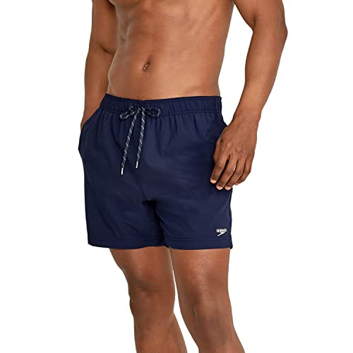 Speedo mens Knee Length Volley Comfort Liner Solid Swim Trunks, 16' Peacoat, Large US