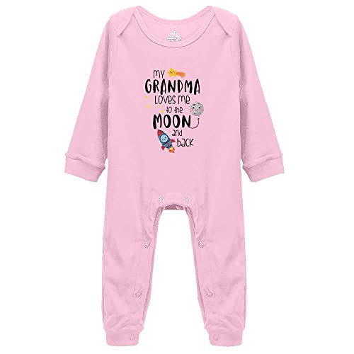 SiYooca My Grandma Loves Me To The Moon And Back Infant Boy Girl Footed Coverall Baby Crawl Bodysuit