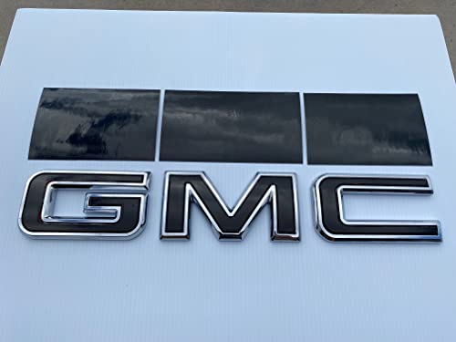 EmblemsPlus Gloss Black (Blackout) GMC Sierra AT4 SLE SLT Denali Elevation Base 1500 2500 Grille GMC Emblem Decal Overlay Vinyl Sheet Cut-Your-OWN Easy to Install DIY Fits 2019 Thru 2024.