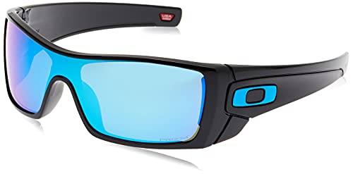 Oakley Men's OO9101 Batwolf Rectangular Sunglasses, Polished Black/Prizm Sapphire, 27 mm