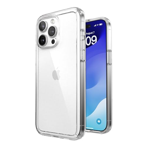 Speck Clear iPhone 15 Pro Max Case - Slim, Drop Protection - Scratch Resistant, Anti-Yellowing, 6.7 Inch Phone Case - GemShell Clear