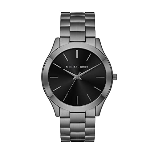 Michael Kors Men's Slim Runway Quartz Watch with Stainless Steel Strap, Gunmetal, 22 (Model: MK1044)