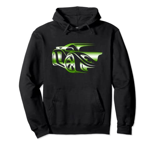 Green Stylized JDM Drifting Car Design Pullover Hoodie