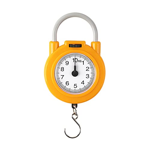 HUIFACAI 10kg Portable Mechanical Scale Hanging/Fish/Luggages/Kitchen Scale Hanging Hook Multi-Purpose Scale for Household, 16x7.5cm, Yellow