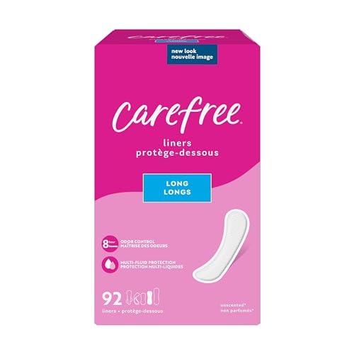 Carefree Panty Liners, Long Liners, Unwrapped, Unscented, 92ct (Packaging May Vary)