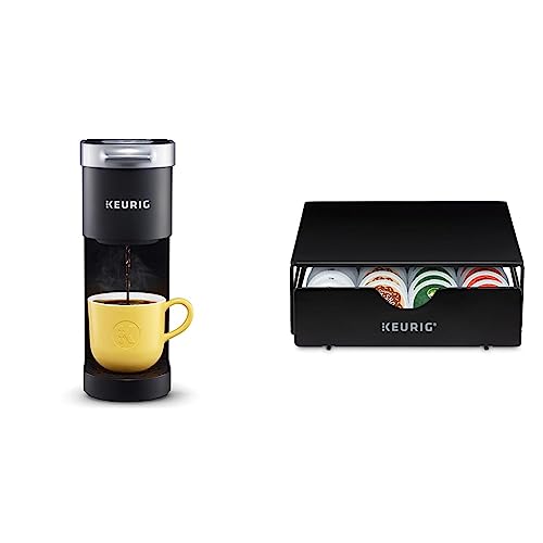 Keurig K-Mini Single Serve Coffee Maker, Black & Slim Non-Rolling Storage Drawer, Coffee Pod Storage, Holds up to 24 K-Cup Pods, Black, Storage Drawer - 24ct, 9.2 x 3.3 x 12.2 inches