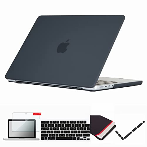 Se7enline Compatible with 2023 2022 2021 MacBook Pro 14 inch Case Frosted Hard Shell Laptop Cover for Mac Pro 14-inch Model A2442 A2779 M2 M1 Pro/Max &Keyboard Skin &Screen Protector &Dust Plug, Black