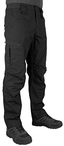 LA Police Gear Men's Atlas Tactical Cargo Pants, Lightweight Stretch Tactical Pants for Men, Durable Ripstop Work Pants - Black - 34 x 34