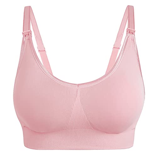 Sport Bra with Cup Push Up Racerback Bra T Shirt Bra Full Coverage Lamious Front Closure Bra Bigger Boobes for Women I Pink