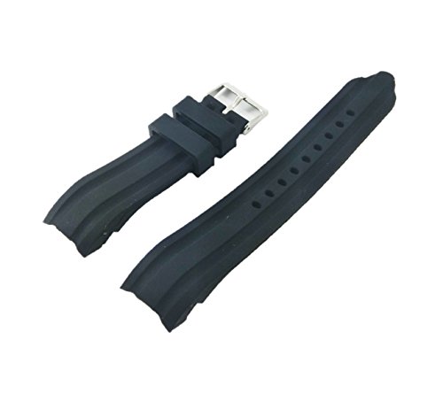 g24 22mm Waterproof Black Silicone Rubber Curved End Dive Watch Band Strap
