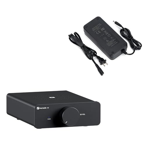 Fosi Audio V3 Stereo Amplifier Home Audio 300 Watts x2 Power TPA3255 Class D Mini Amp with 48V 5A Power Adapter Supply