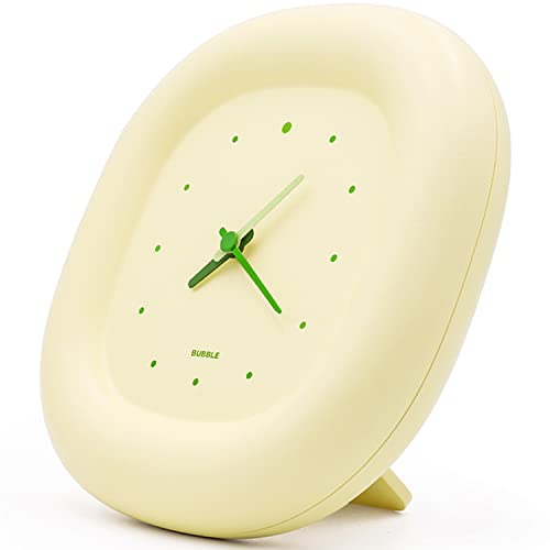 Pusime 7”Cute Silent No-Ticking Desk Wall Clock, Small Bubble Minimalist Modern Table Analog Clock,Quartz Room Decor Sweep Movement Battery Operated for Bedside/Bedroom/Kitchen/Living Room/Gift(Green)