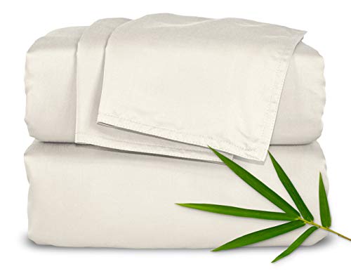 Pure Bamboo Sheets King Bed Sheet Set, Genuine 100% Organic Bamboo Viscose, Luxuriously Soft & Cooling, Double Stitching, 16 Inch Deep Pockets, Lifetime Quality Promise (King, Ivory)