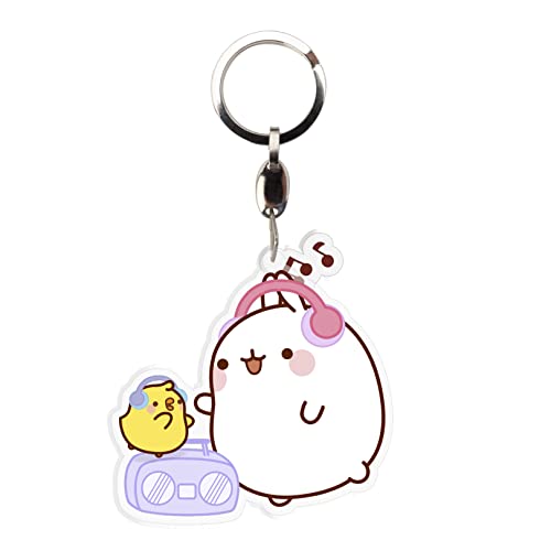 ABYSTYLE Molang Music Acrylic Keychain Featuring Piu Piu & Molang Korean Cartoon Accessories Merch Gift