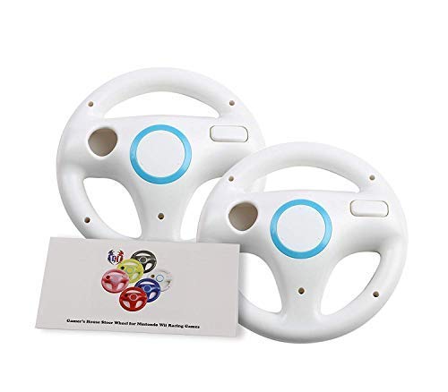 GH Mario Kart 8 Steering Wheel Compatible with Nintendo Wii (Original White, 2 Pack), Racing Games Wheels for Wii (U) Remote Controller (6 Colors Available)