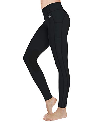FitsT4 Sports Women's Riding Tights Knee Patch Ventilated Active Schooling Tights Black L