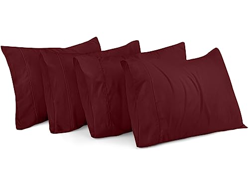 Utopia Bedding Queen Pillow Cases - 4 Pack - Envelope Closure - Soft Brushed Microfiber Fabric - Shrinkage and Fade Resistant Pillow Cases Queen Size 20 X 30 Inches (Queen, Burgundy)