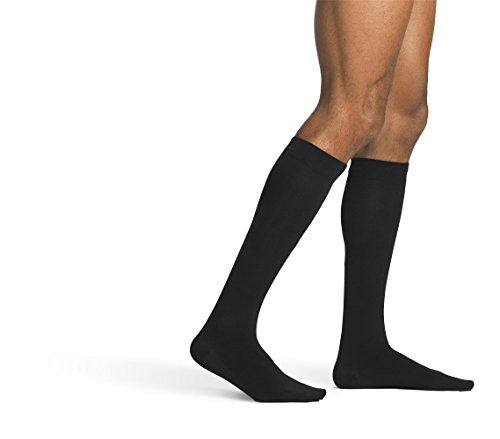 SIGVARIS Men's Sea Island Cotton Compression Socks - Breathable, 15-20mmHg, Lightweight, Latex-Free, Made in USA, Blood Flow & DVT for Leg Comfort & Swelling - Black