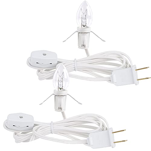 WATERGLIDE 2 Pack Accessory Cord with Clear Bulb, 6 FT UL Listed Replacement Lamp Cord with ON/Off Switch, Perfect for Christmas Village House, Craft Projects, Halloween Holiday Decoration