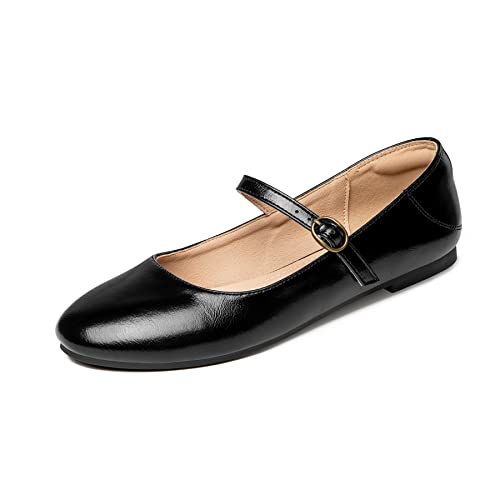 Rekayla Women's Mary Jane Shoes Comfortable Slip on Round Toe Ballet Flats Black Size 8
