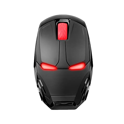 NYIEFADA Iron Man Wireless USB Mouse | LED Light-Up Eyes | 3 Adjustable DPI | Silence Ergonomic Design | Novelty Ideal for Kids' Computers Laptop for Left/Right Hand