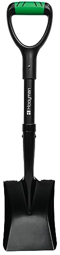 Hooyman Mini Transfer Shovel with Heavy Duty Carbon Steel Construction, Ergonomic No-Slip H-Grip Handles, D Handle, and Oversized Steps for Gardening, Land Management, Yardwork, Farming, and Outdoors