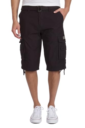 UNIONBAY mens Cordova Belted Messenger - Reg and Big Tall Sizes Cargo Shorts, Black, 32 US