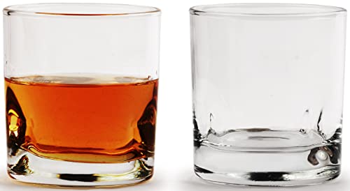 Circleware Bentley Heavy Base Whiskey Glasses, Set of 6 Drinking Glassware for Water, Juice, Iced Tea, Beer, Wine, Liquor Brandy, Bourbon and Beverage Gift, 9.5oz, Clear