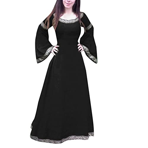 Stessotudo Women’s Renaissance Faire Dress Plus Size Long Sleeve Medieval Over Dress Peasant Chemise Vintage Victorian Gowns