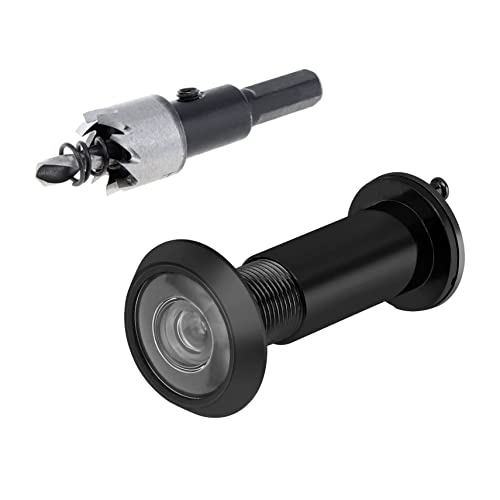 HOJLKLD Door Viewer Peephole, 220-degree Peephole for Front Door with 16mm/0.63inch Drill Bit for 1-1/2' to 2-3/8' Doors (Black)