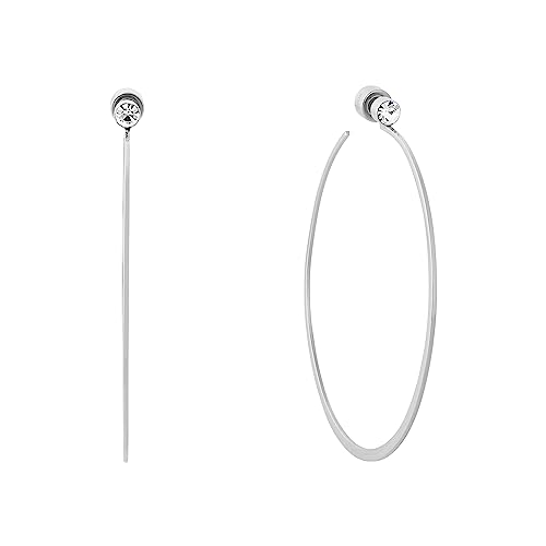 Michael Kors Stainless Steel and Cubic Zirconia Whisper Hoop Earrings for Women, Color: Silver (Model: MKJ6000040)