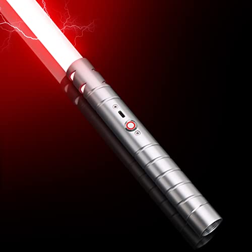 JvmuSaber Lightsaber-Toy Fx-Saber Dueling-Force RGB-Sword - Type-C Rechargeable Metal Hilt Force Fx Dueling Light Saber 15 Colors Real Lightsaber for Adults Metal Hilt Three Sound Mode (Silver)