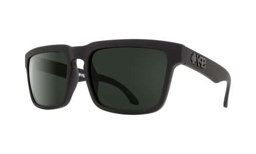 SPY Helm 673015973864 57MM Soft Matte Black/Happy Gray Green Polar Square Sunglasses for Men for Women + BUNDLE With Designer iWear Eyewear Kit