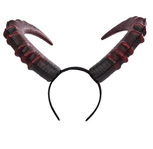 L'VOW Gothic Demon Horn Headband Realistic Long Devil Horn Headpiece for Halloween Costume Cosplay