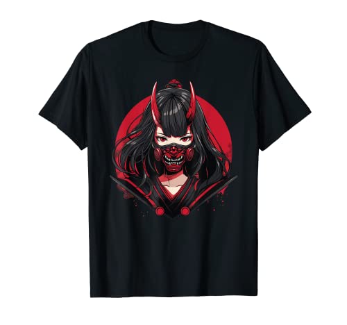 Anime Girl Gothic Waifu Japanese Kawaii Otaku Oni Mask T-Shirt