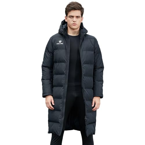 KELME Windproof Winter Coat Men Soccer Training Warm Down Jacket Black Large