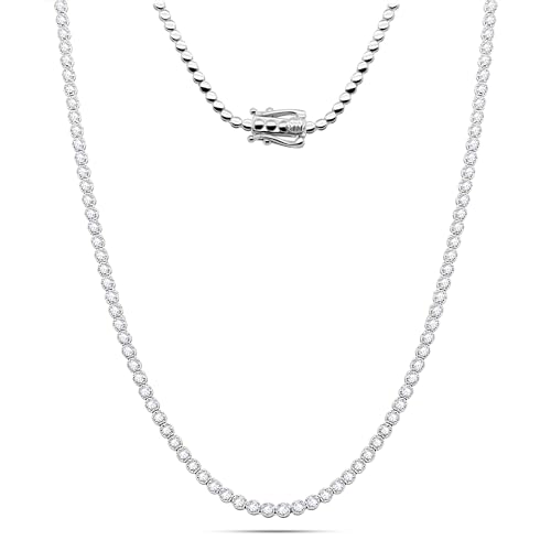 Poshadime 2.50 Carat Real Diamond Tennis Necklace in 14K White Gold With For Men's & Women's Jewelry (Diamond Clarity_I2 & Color -H) 18' In Necklace