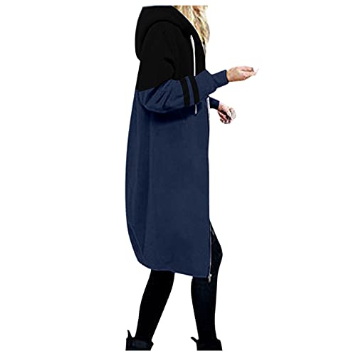 Muyise Plus Size Pink Top Zip Up Jackets for Women Wool Coat Womens Womens Hoodie Plus Size Sleeve Large Zip Up Hoodie Dress Women Sweater Zip Up Rain Women(04-Dark Blue,Large)