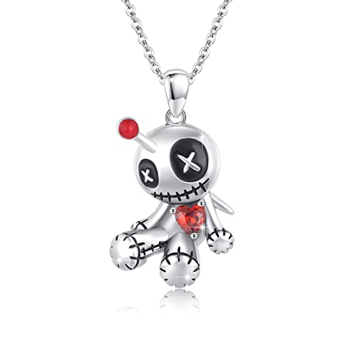 Voodoo Dolls Necklace, Gothic Necklace for Women Sterling Silver Voodoo Pendant for Girls Jewelry Easter Mother's Day Gift