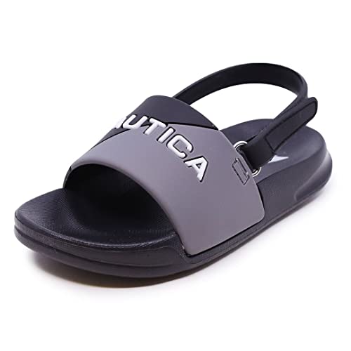 Nautica Kids Toddler Athletic Slide Pool Sandal |Boys - Girls| Toddler- Little Kid-Stono 4 Toddler-Black/Grey-11