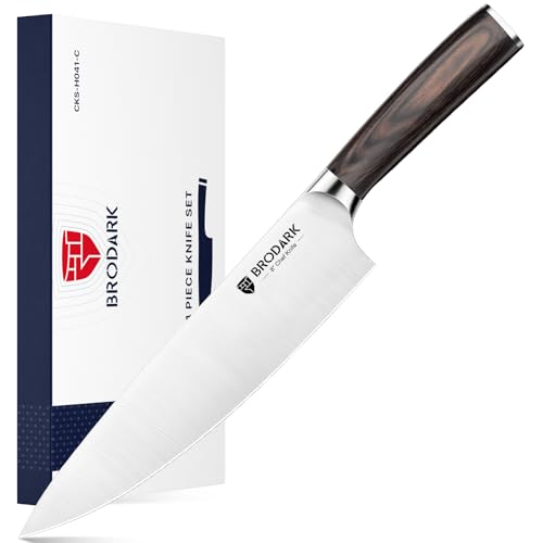 BRODARK Professional Chef Knife Set, 4 Pcs German Stainless Steel Sharp Kitchen Knives with Kitchen Shears, Ergonomic Handle Cutting Knife Set with Gift Box, Gifts for Women and Men