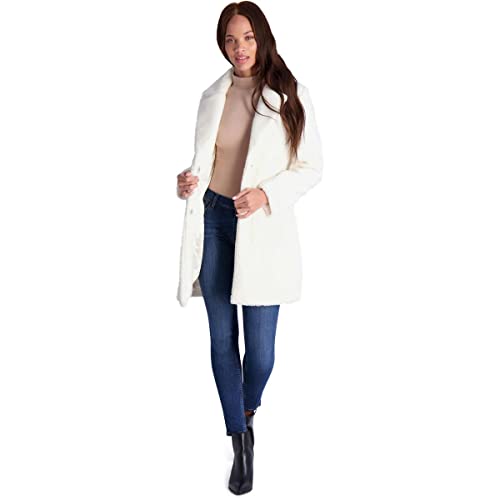 French Connection Womens Teddy Faux Shearling Faux Fur Coat White S