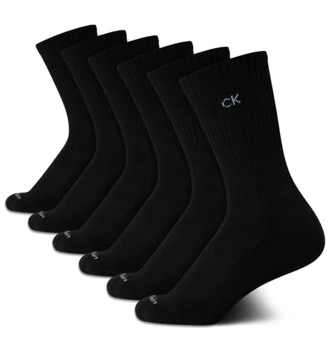 Calvin Klein Women's Socks - Cushion Athletic Crew Socks (6 Pack), Size 4-10, Black