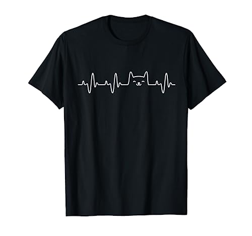 Cat Heartbeat Shirt Love Cats Women's Girls Cat Lover TShirt T-Shirt